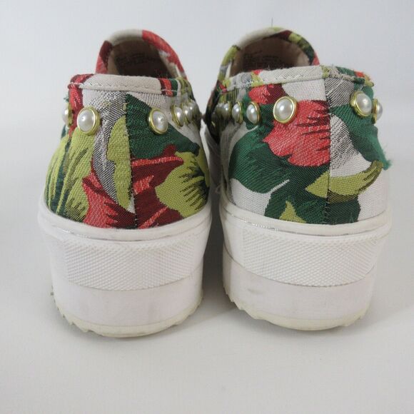 Steve Madden Platform Sneakers Womens Sz 9 B Slick P Floral Pearl Type Studs - Picture 7 of 10